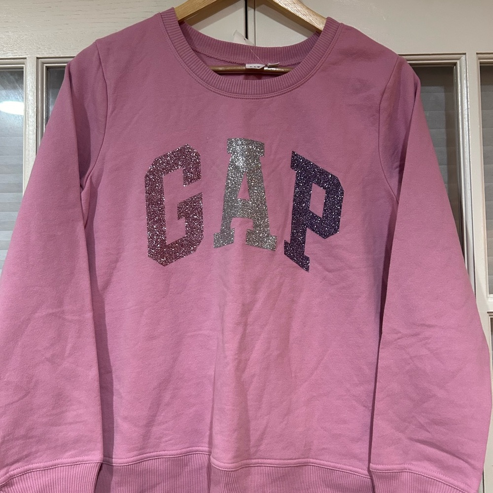 GAP Pink Glitter Logo Sweatshirt